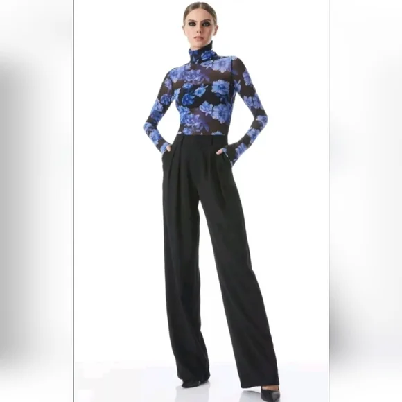 Alice + Olivia DELAINA LONG SLEEVE TURTLENECK MESH TOP SIZE XL - Picture 10 of 16